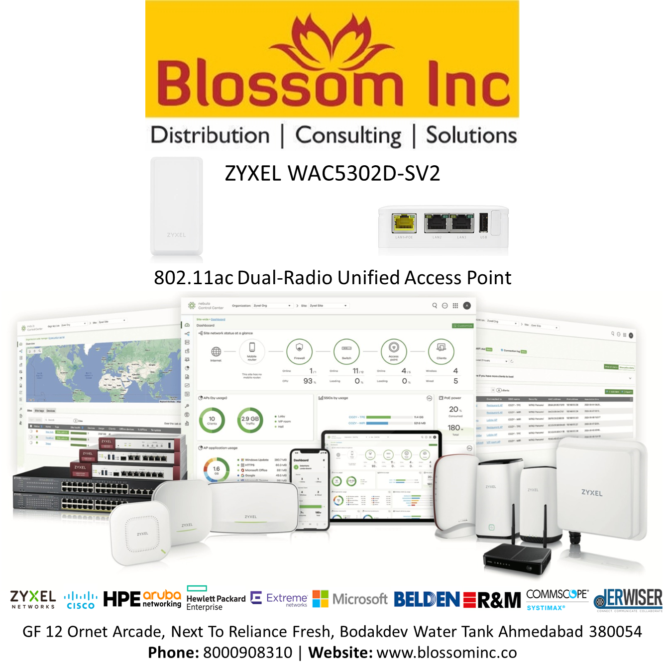 WAC5302D-Sv2 802.11ac Dual-Radio Unified Access Point - Blossom Inc